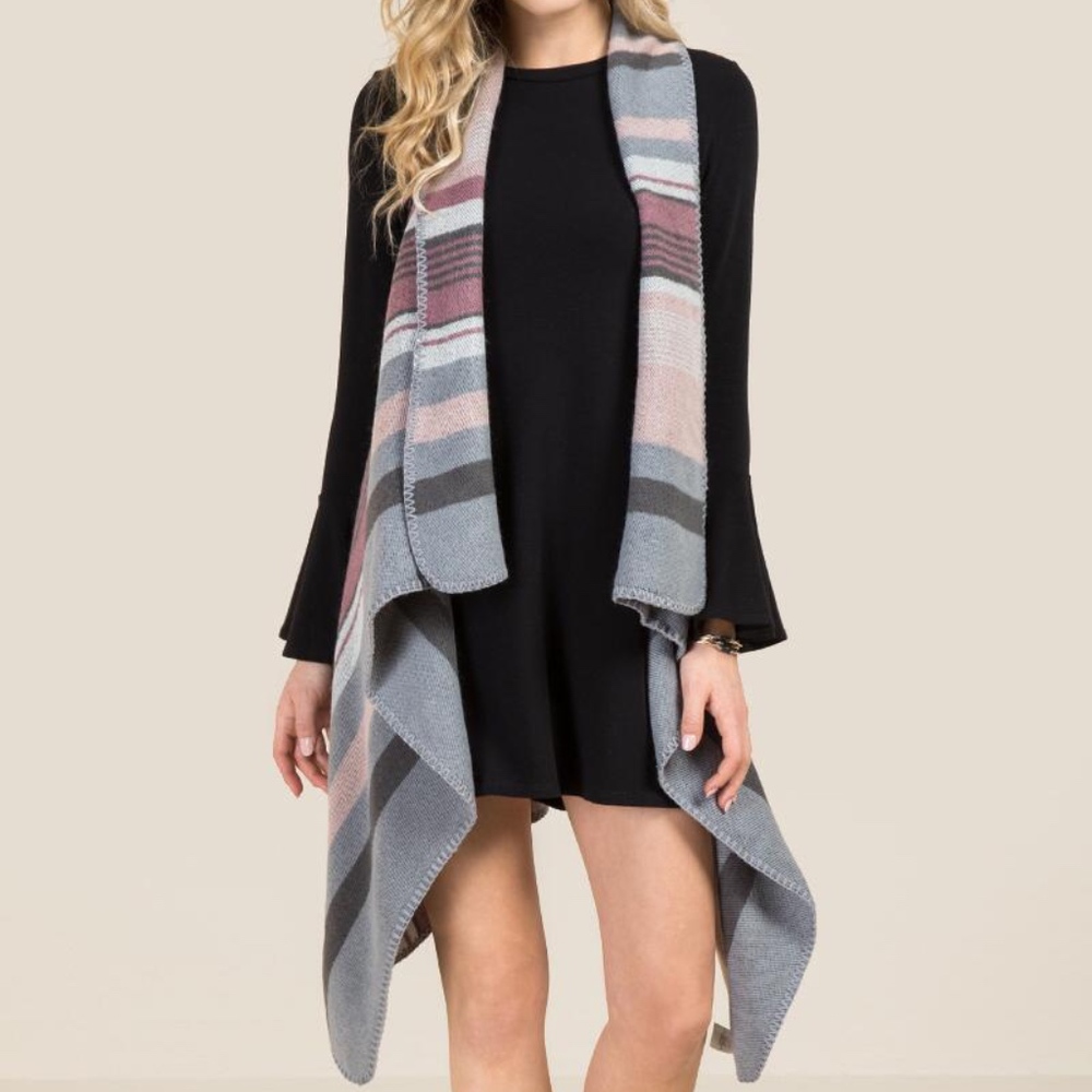 Francesca's Striped Ruana Vest